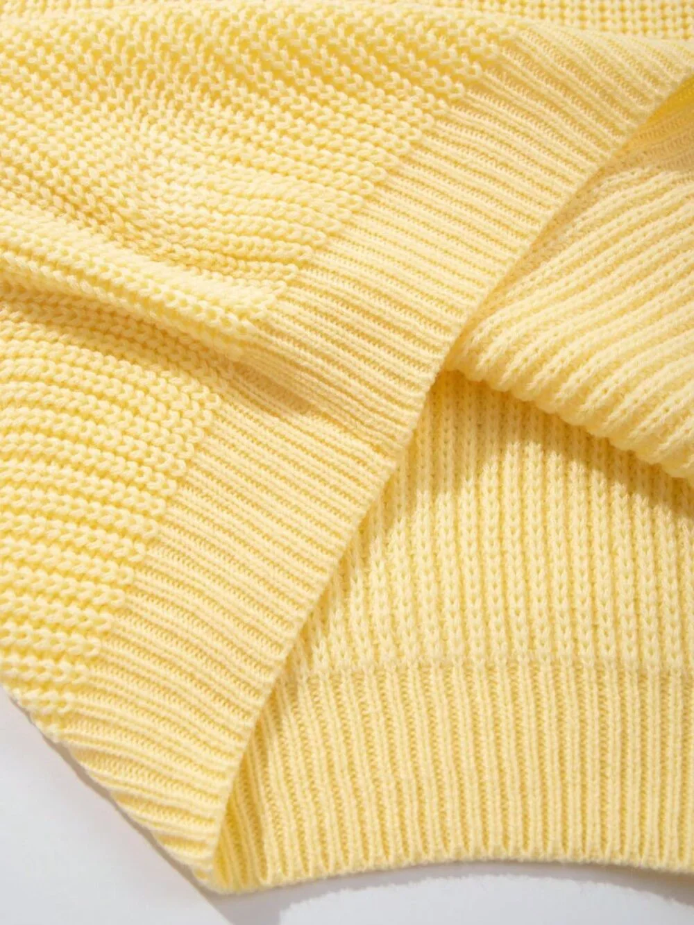Yellow Women's Casual Stand Collar Pullover Long Sleeve Sweater